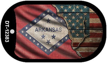 Arkansas/American Flag Novelty Metal Dog Tag Necklace DT-12383