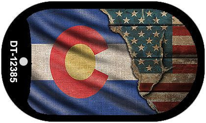 Colorado/American Flag Novelty Metal Dog Tag Necklace DT-12385