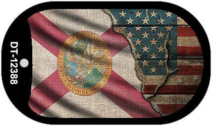 Florida/American Flag Novelty Metal Dog Tag Necklace DT-12388