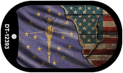 Indiana/American Flag Novelty Metal Dog Tag Necklace DT-12393