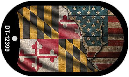 Maryland/American Flag Novelty Metal Dog Tag Necklace DT-12399