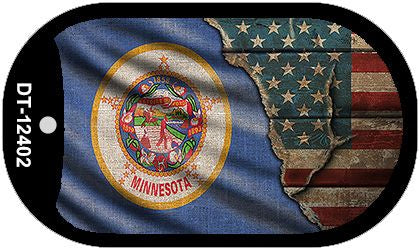 Minnesota/American Flag Novelty Metal Dog Tag Necklace DT-12402