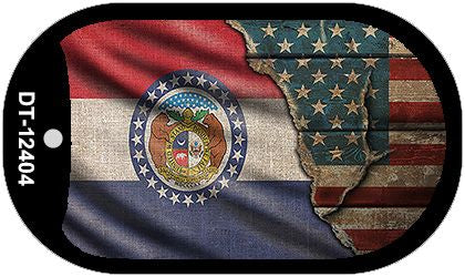 Missouri/American Flag Novelty Metal Dog Tag Necklace DT-12404