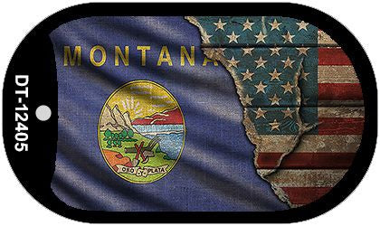 Montana/American Flag Novelty Metal Dog Tag Necklace DT-12405