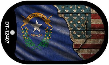 Nevada/American Flag Novelty Metal Dog Tag Necklace DT-12407