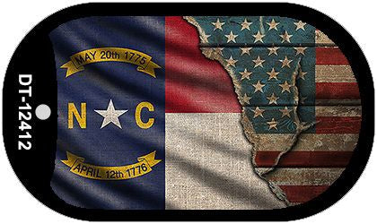 North Carolina/American Flag Novelty Metal Dog Tag Necklace DT-12412