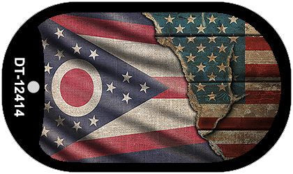 Ohio/American Flag Novelty Metal Dog Tag Necklace DT-12414