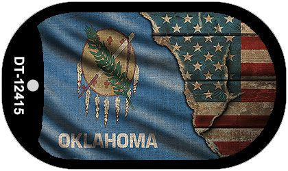 Oklahoma/American Flag Novelty Metal Dog Tag Necklace DT-12415