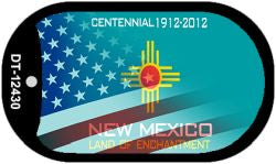 New Mexico with American Flag Novelty Metal Dog Tag Necklace DT-12430