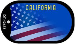 California with American Flag Novelty Metal Dog Tag Necklace DT-12437