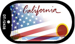 California with American Flag Novelty Metal Dog Tag Necklace DT-12438