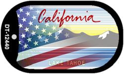California with American Flag Novelty Metal Dog Tag Necklace DT-12440