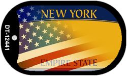 New York with American Flag Novelty Metal Dog Tag Necklace DT-12441
