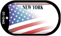 New York with American Flag Novelty Metal Dog Tag Necklace DT-12442