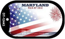 Maryland with American Flag Novelty Metal Dog Tag Necklace DT-12443