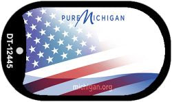 Michigan with American Flag Novelty Metal Dog Tag Necklace DT-12445