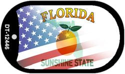 Florida with American Flag Novelty Metal Dog Tag Necklace DT-12446