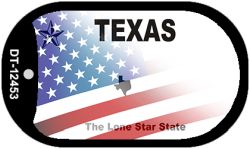 Texas with American Flag Novelty Metal Dog Tag Necklace DT-12453