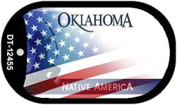 Oklahoma with American Flag Novelty Metal Dog Tag Necklace DT-12455