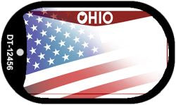 Ohio with American Flag Novelty Metal Dog Tag Necklace DT-12456