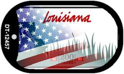 Louisiana with American Flag Novelty Metal Dog Tag Necklace DT-12457