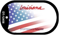 Louisiana with American Flag Novelty Metal Dog Tag Necklace DT-12458
