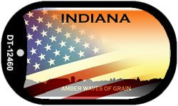 Indiana with American Flag Novelty Metal Dog Tag Necklace DT-12460