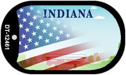 Indiana with American Flag Novelty Metal Dog Tag Necklace DT-12461