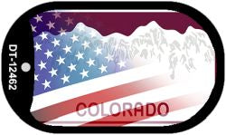 Colorado with American Flag Novelty Metal Dog Tag Necklace DT-12462
