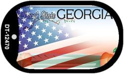 Georgia with American Flag Novelty Metal Dog Tag Necklace DT-12470