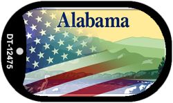 Alabama with American Flag Novelty Metal Dog Tag Necklace DT-12475