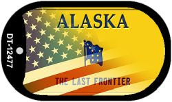 Alaska with American Flag Novelty Metal Dog Tag Necklace DT-12477