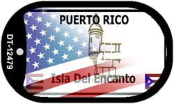 Puerto Rico with American Flag Novelty Metal Dog Tag Necklace DT-12479