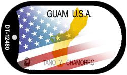 Guam with American Flag Novelty Metal Dog Tag Necklace DT-12480