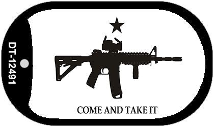 Come and Take It Novelty Metal Dog Tag Necklace DT-12491