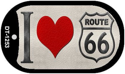 I Love Route 66 Novelty Metal Dog Tag Necklace DT-1253