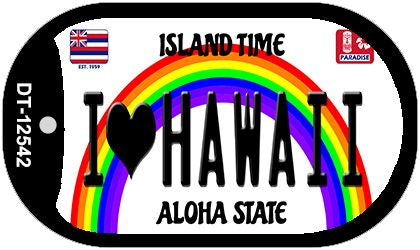 I Love Hawaii Novelty Metal Dog Tag Necklace DT-12542