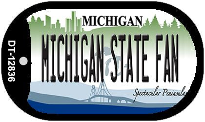 Michigan State Fan Novelty Metal Dog Tag Necklace DT-12836