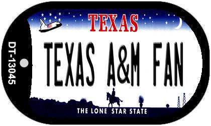 Texas A&M Fan Novelty Metal Dog Tag Necklace DT-13045