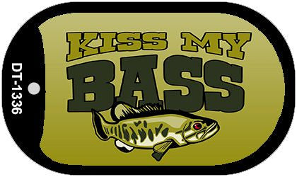 Kiss My Bass Novelty Metal Dog Tag Necklace DT-1336