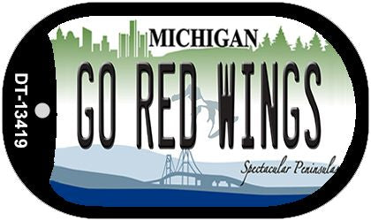 Go Red Wings Novelty Metal Dog Tag Necklace DT-13419