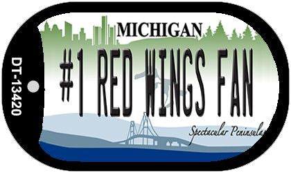 Number 1 Red Wings Fan Novelty Metal Dog Tag Necklace DT-13420