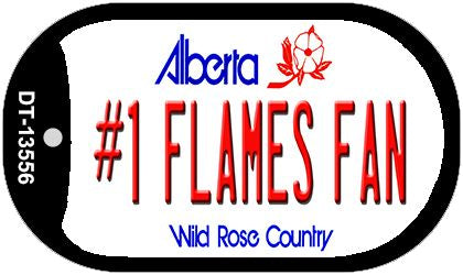 Number 1 Flames Fan Novelty Metal Dog Tag Necklace DT-13556
