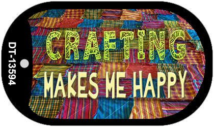 Crafting Makes Me Happy Novelty Metal Dog Tag Necklace