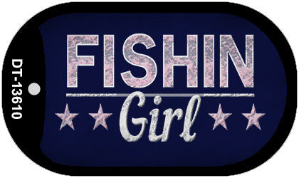 Fishin Girl Novelty Metal Dog Tag Necklace DT-13610