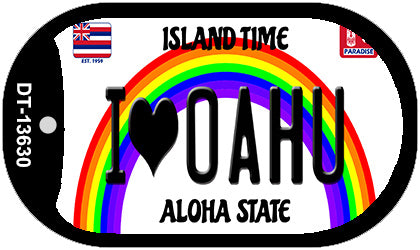 I Heart Oahu Novelty Metal Dog Tag Necklace DT-13630