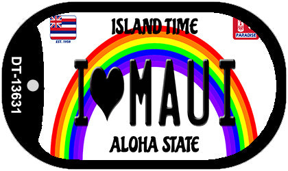 I Heart Maui Novelty Metal Dog Tag Necklace DT-13631