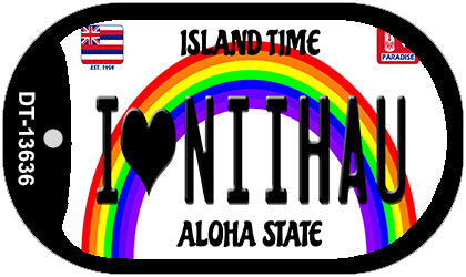 I Heart Niihau Novelty Metal Dog Tag Necklace DT-13636