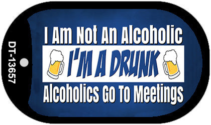 Im A Drunk Novelty Metal Dog Tag Necklace DT-13657