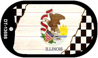 Illinois Racing Flag Novelty Metal Dog Tag Necklace DT-13698